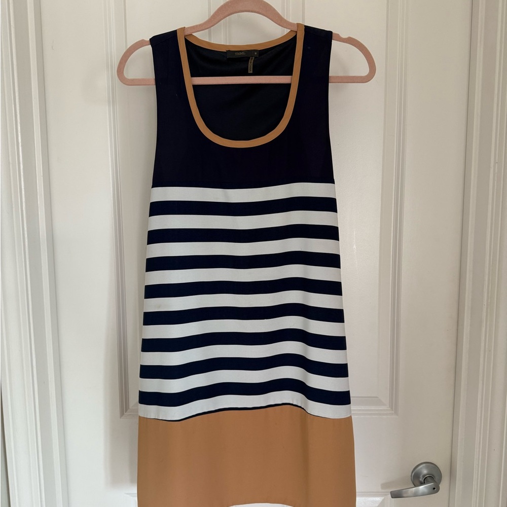 THML Navy and Tan Sleeveless Dress
